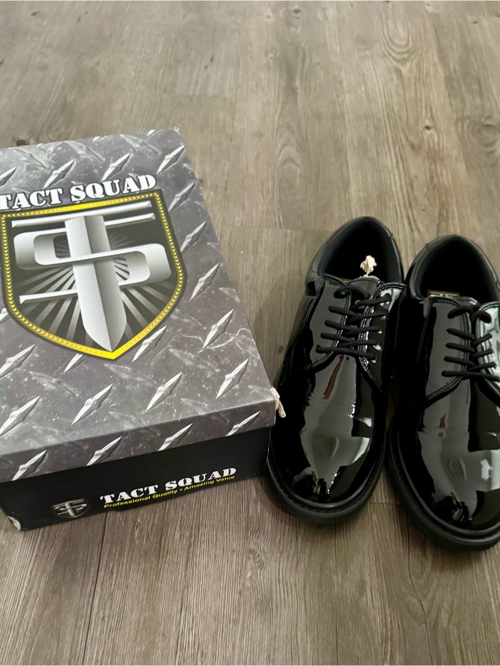 Tact Squad Black Hi-Gloss uniform Oxford Dress Shoes size 9